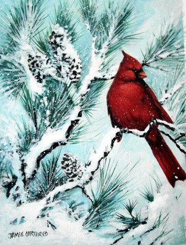 Winters Glory Redbird 1 Northern Cardinal Flag Canvas House Size