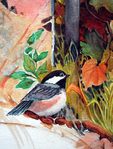 Fence Sitter Chickadee Flag Canvas House Size