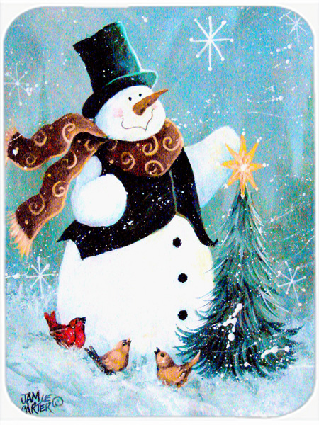 Christmas Tree Friends Snowman Glass Cutting Board, Large