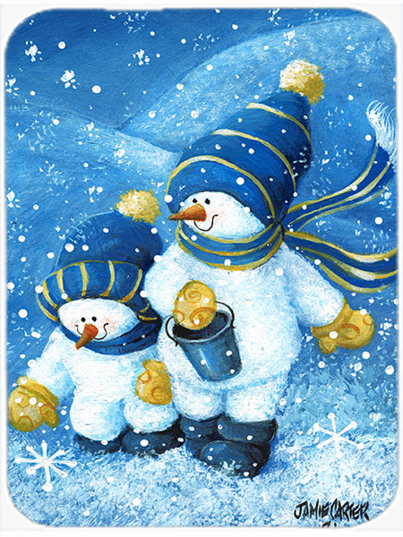 Gathering Snowflakes Snowman Glass Cutting Board- Large