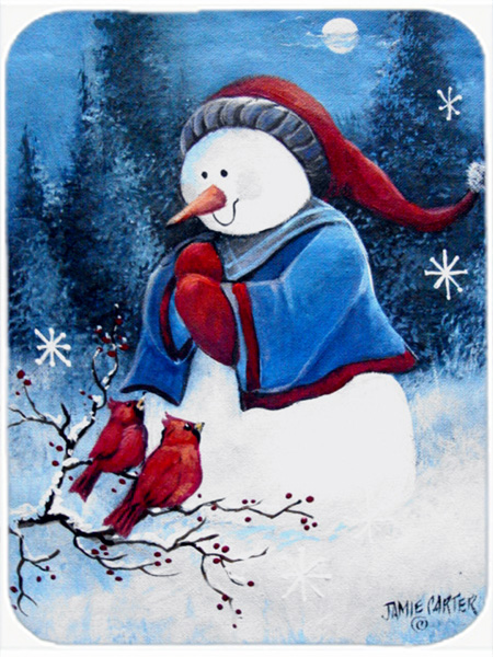 Hello Winter Friends Snowman Glass Cutting Board- Large