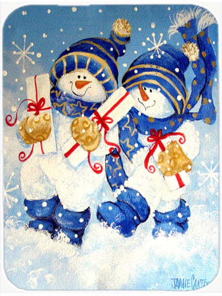 Holiday Delivery Snowman Glass Cutting Board- Large