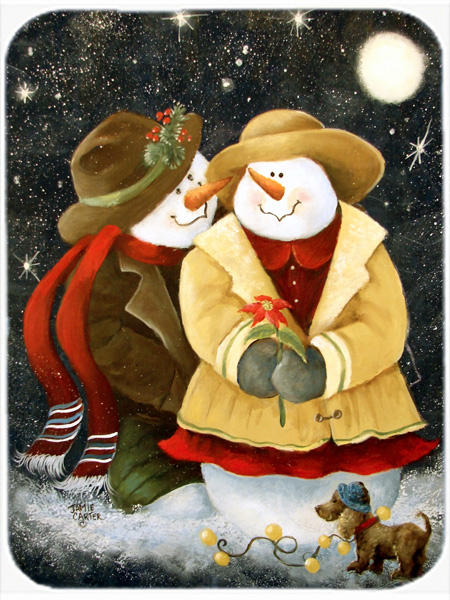 Love At Christmas Snowman Glass Cutting Board, Large