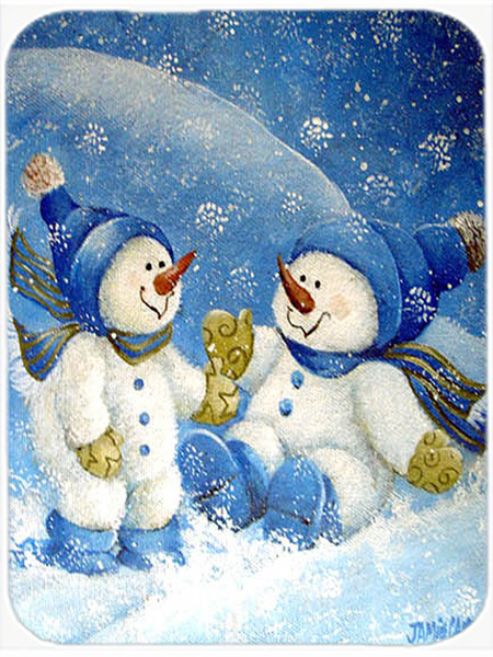Snowflakes At Play Snowman Glass Cutting Board- Large
