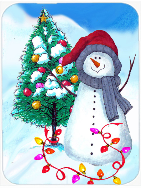 Trimming The Tree Snowman Glass Cutting Board, Large