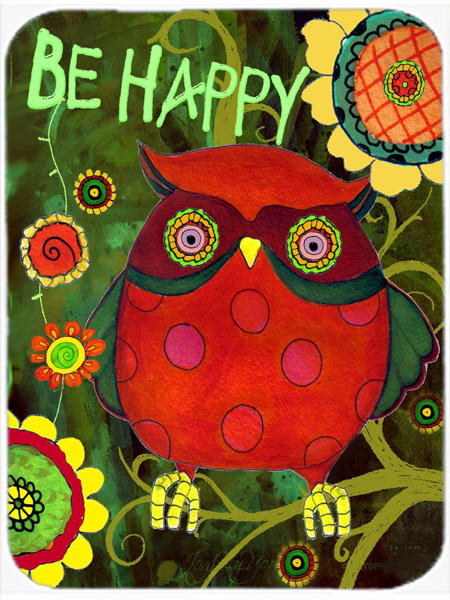 Be Happy Oh Yeah Owl Glass Cutting Board- Large