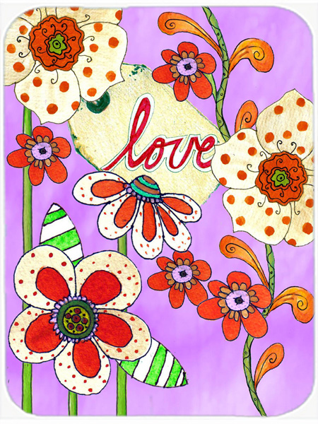 Love Is Blooming Valentines Day Glass Cutting Board- Large