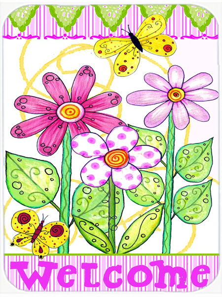 Flower Welcome Glass Cutting Board- Large