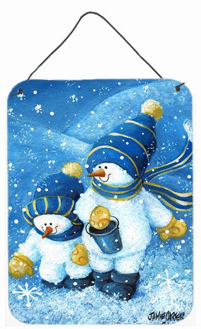 Gathering Snowflakes Snowman Wall and Door Hanging Prints
