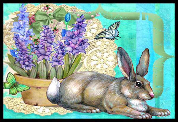 Springtime Easter Rabbit Indoor & Outdoor Mat, 18 x 27 in.