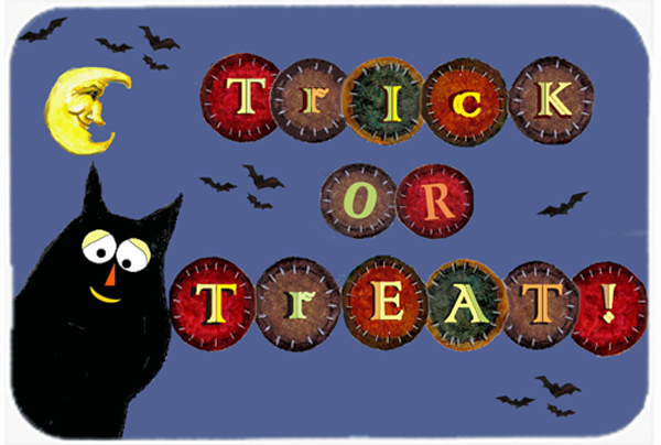 Trick & Treat Kitty Halloween Glass Cutting Board- Large