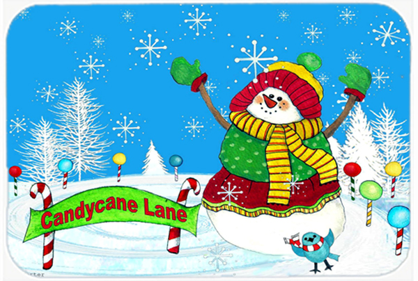 Candy Cane Lane Snowman Glass Cutting Board- Large