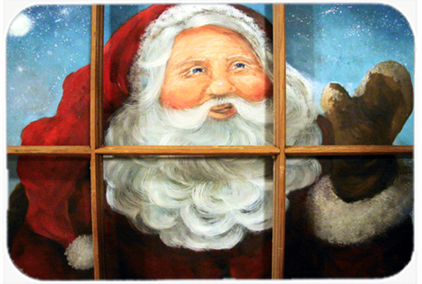 Kindly Visitor Santa Claus Christmas Glass Cutting Board, Large