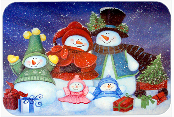 Merry Christmas From Us All Snowman Glass Cutting Board - Multicolor - Large