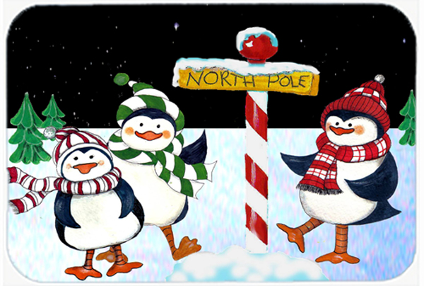 North Pole Welcomes You Penguins Glass Cutting Board- Large