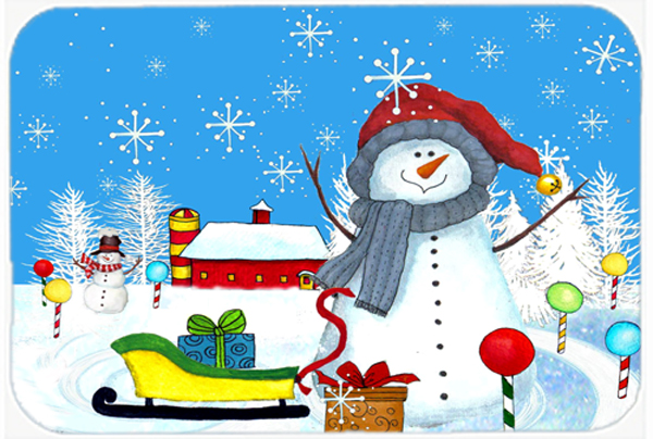 Snow Happens In The Meadow Snowman Glass Cutting Board- Large