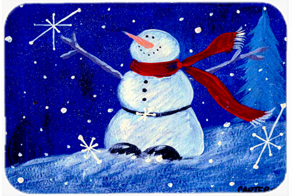 Happy Holidays Snowman Glass Cutting Board, Large