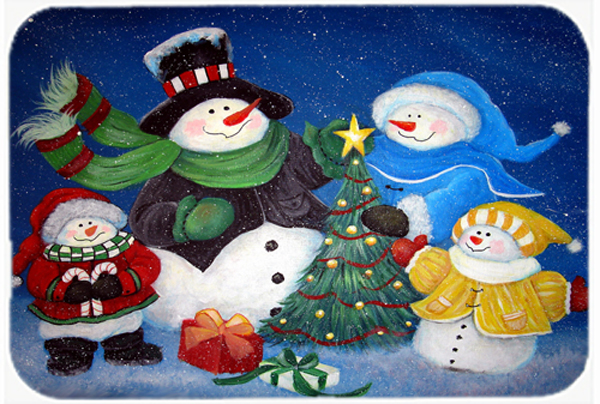 The Family Gathering Snowman Glass Cutting Board Large