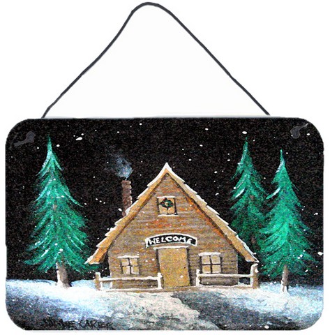 Welcome Lodge Christmas Log Home Wall and Door Hanging Prints