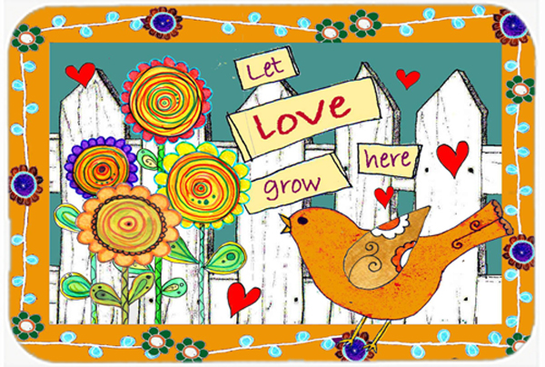 Let Love Grow Here Glass Cutting Board- Large