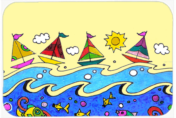 Summer Sail Away Sailboats Glass Cutting Board