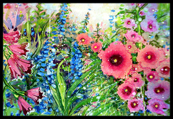 Easter Garden Springtime Flowers Indoor & Outdoor Mat, 24 x 36 in.
