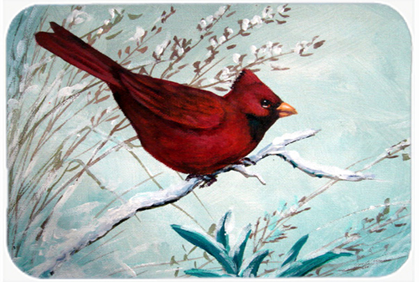 Cardinal Winter Red Bird Glass Cutting Board, Large