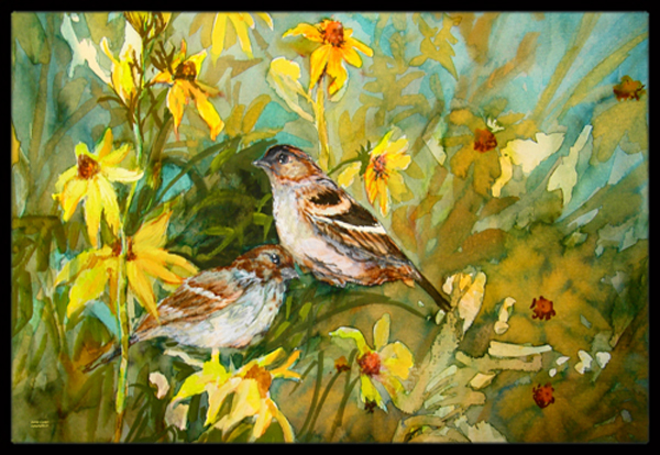 Sparrows In The Field Indoor & Outdoor Mat - 18 x 27 in.