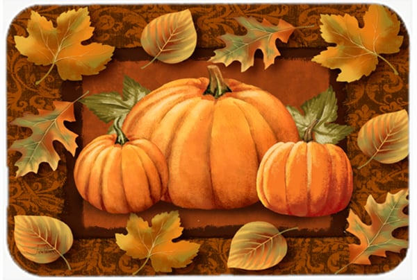 Pumpkins And Fall Leaves Glass Cutting Board, Large