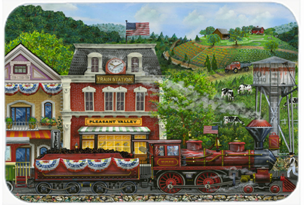 Railroad Train Next Stop Pleasant Valley Glass Cutting Board- Large