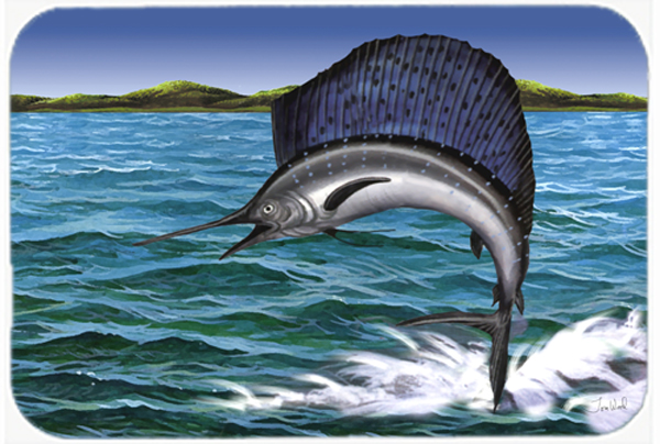 Blue Marlin Glass Cutting Board- Large