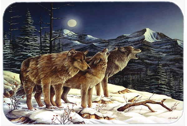 Wolf Wolves Crying At The Moon Glass Cutting Board- Large