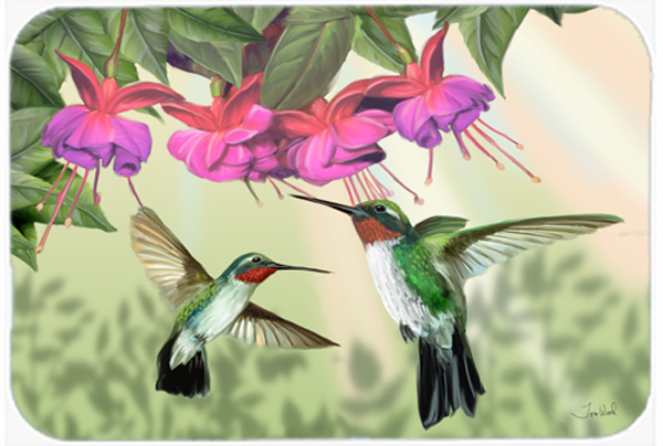 Fuchsia And Hummingbirds Glass Cutting Board, Large