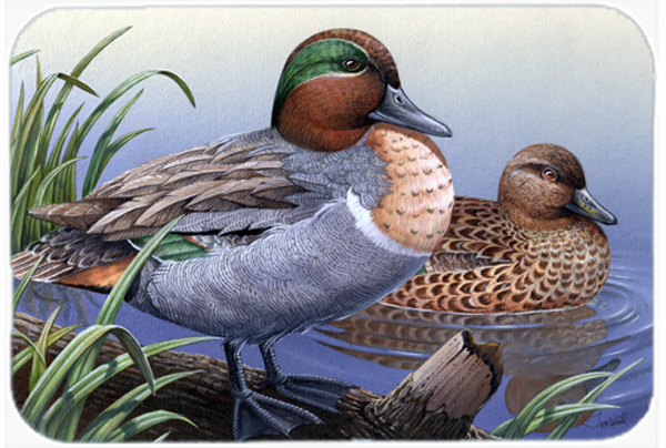 Green Teal Ducks In The Water Glass Cutting Board- Large