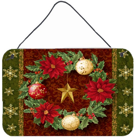 Holly Wreath With Christmas Ornaments Wall and Door Hanging Prints
