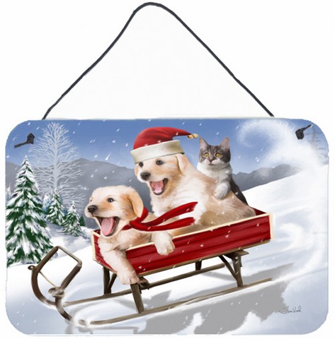 Dogs And Kitten In Sled Need For Speed Wall and Door Hanging Prints