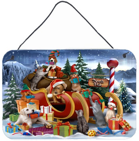 Animals Opening Christmas Presents Wall and Door Hanging Prints