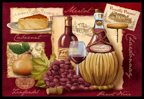 Wine And Cheese Indoor & Outdoor Mat, 18 x 27 in.