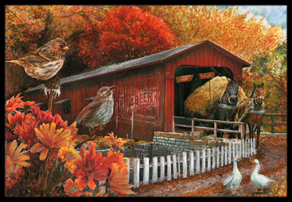 Fall Covered Bridge Indoor & Outdoor Mat, 24 x 36 in.