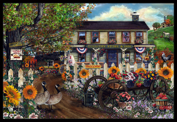 PTW2016JMAT Sunflowers And The Old Country Store Indoor & Outdoor Mat- 24 x 36 in -  Carolines Treasures