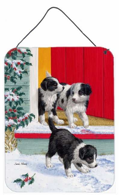 Christmas Border Collie Pups Wall and Door Hanging Prints