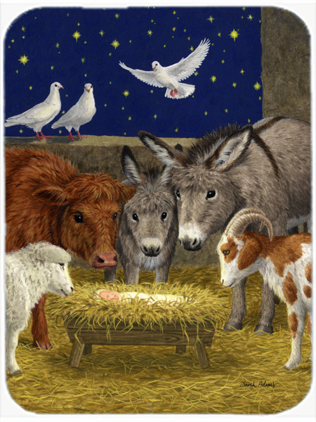 Picture of Carolines Treasures ASA2143LCB Nativity Scene With Just Animals Glass Cutting Board- Large