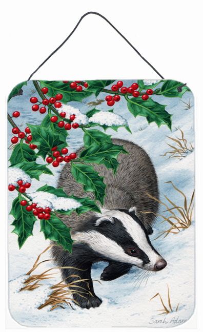 Badgers With Holly Berries Wall and Door Hanging Prints