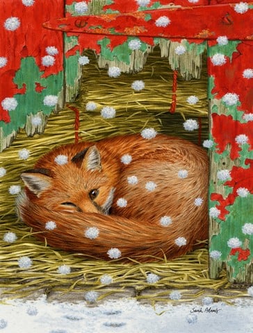 Fox Sleeping In The Snow Flag Garden Size