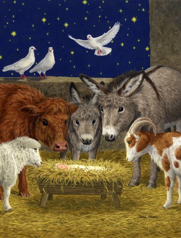 Nativity Scene With Just Animals Flag Garden Size