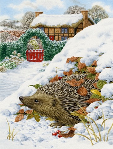 Hedgehog Holiday Flag Garden Size