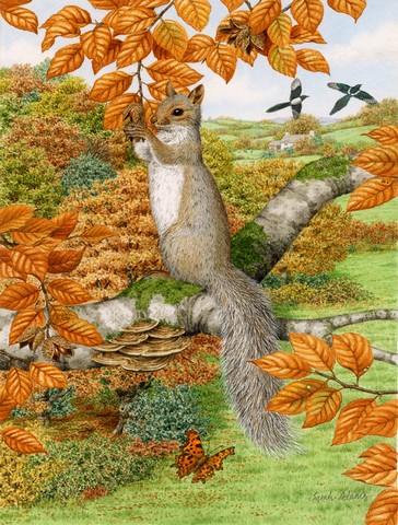 Grey Squirrel Flag Canvas House Size