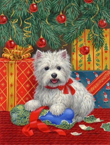 Westie Christmas Packages Flag Canvas House Size