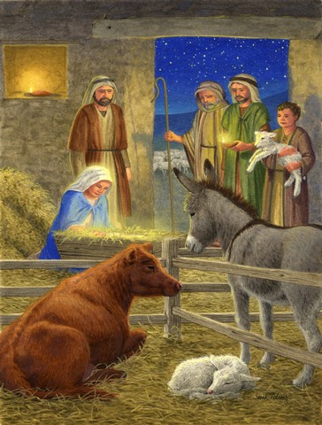 Nativity Scene Flag Canvas House Size