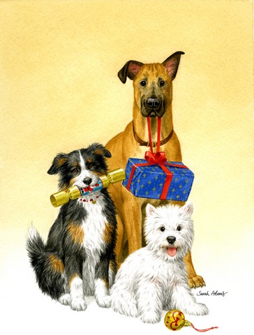 Westie- German Shepherd And Aussie Flag Canvas House Size